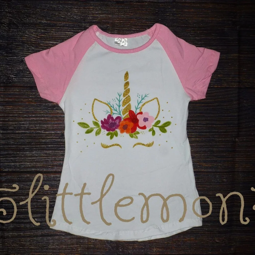 Unicorn Girls Short Sleeve Boutique Shirt
